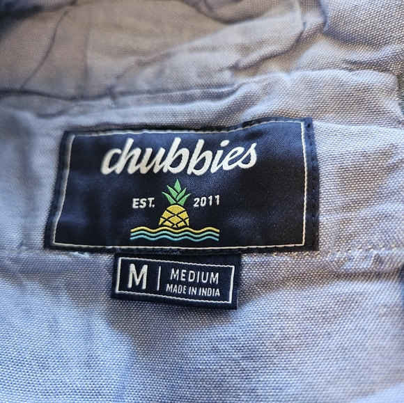 Chubbies Shorts Mens Sz M Blue Aztec Print Cotton Linen Blend Elastic Waist - Picture 10 of 11